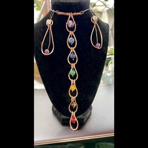 SOLD. 7 Chakra Necklace/Earrings Set